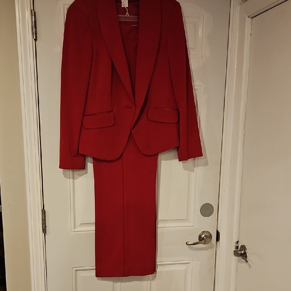 Worthington Women's Red Tuxedo Inspired Blazer and Pant Set